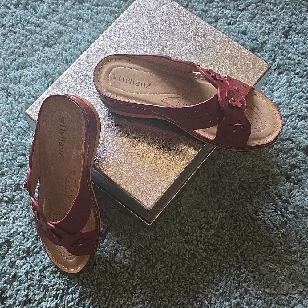 Red Casual Slide Sandals with Flat Sole